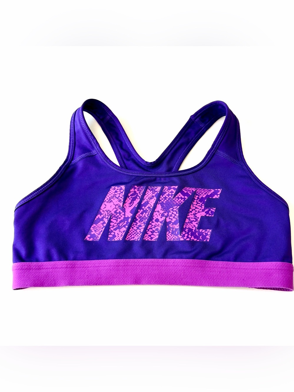 Nike Dri-Fit Purple Sports Bra with Purple and Pink Logo Size Small Athleisure